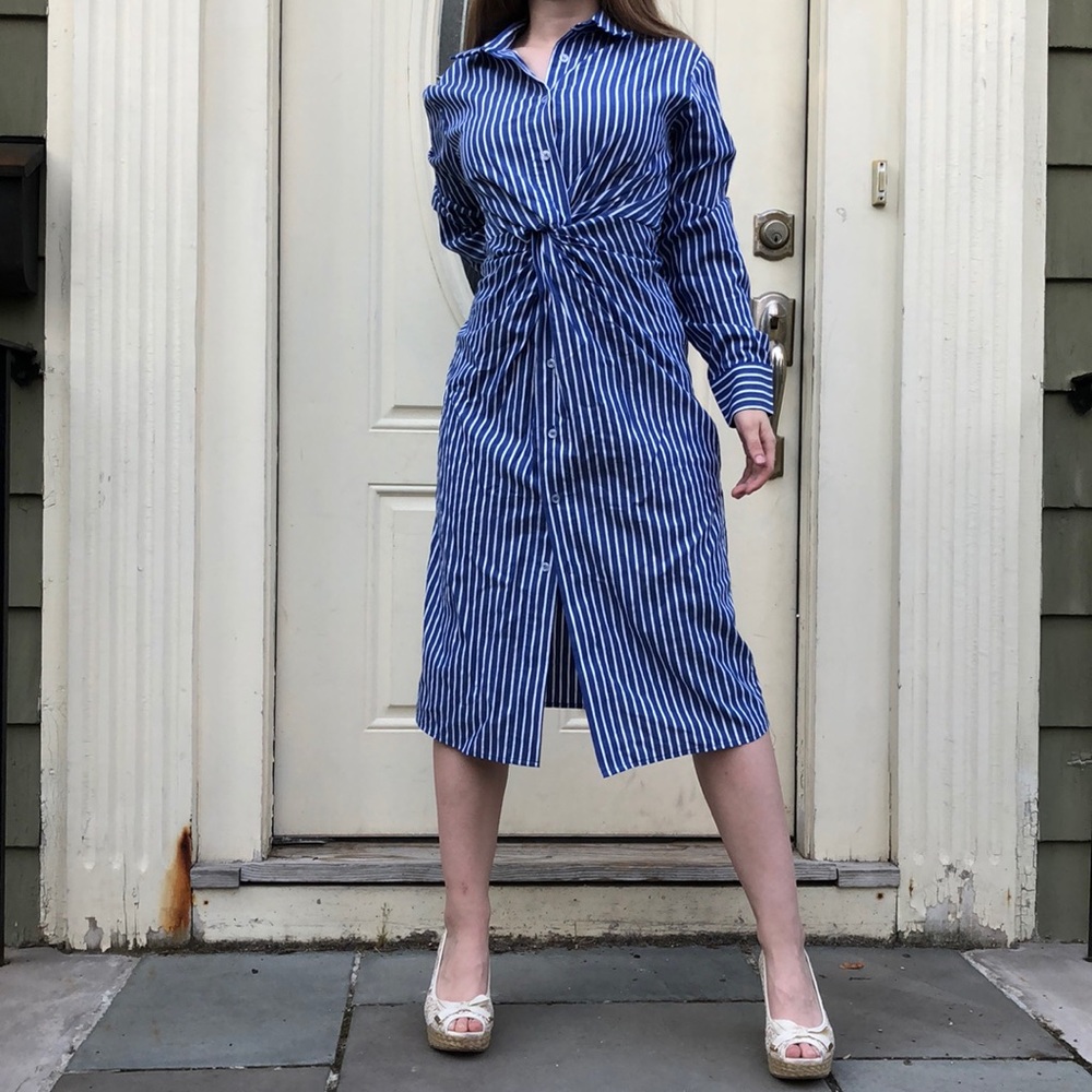 Lea & Viola blue and white striped dress